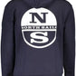 Blue Hooded Long-Sleeve Cotton Sweatshirt