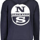 Blue Cotton Hooded Sweatshirt with Central Pocket