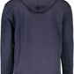 Blue Cotton Hooded Sweatshirt with Print