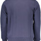 Blue Cotton Long-Sleeved Round Neck Sweater