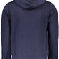 Blue Hooded Cotton Sweatshirt with Logo Print