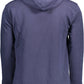 Blue Cotton Hooded Sweatshirt with Logo Print