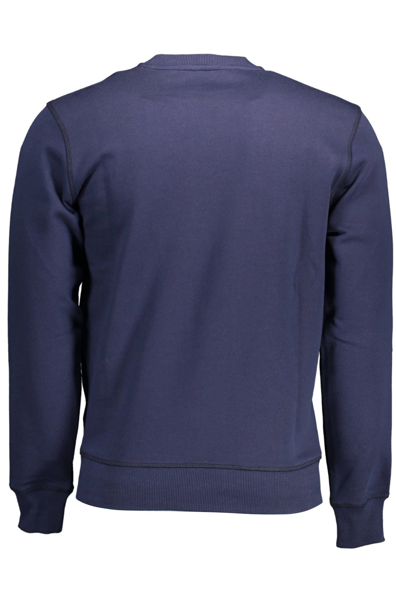 Blue Cotton Crew Neck Sweater with Logo Print