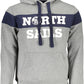 Gray Hooded Cotton Sweatshirt with Logo Print