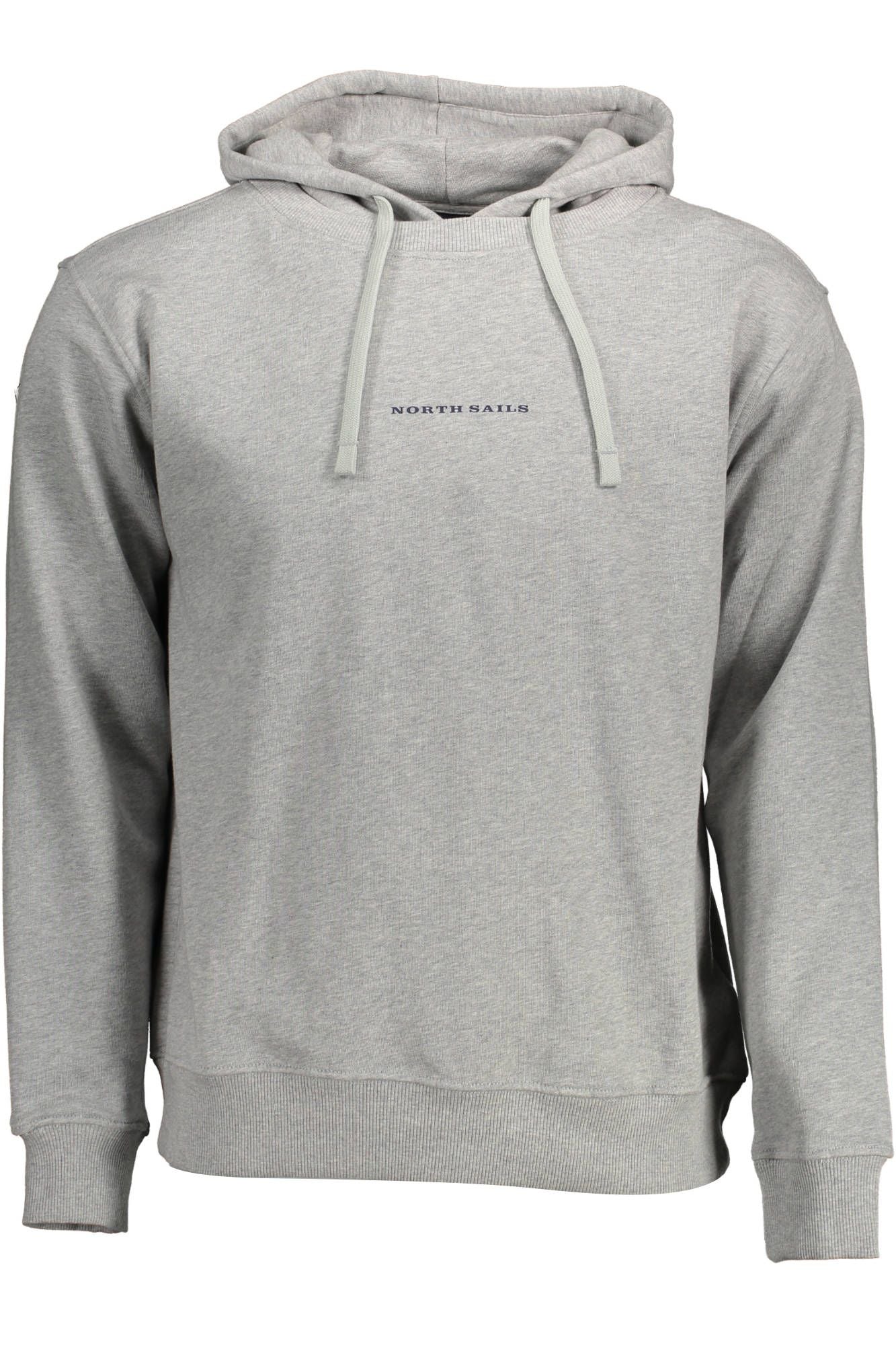 Sleek Gray Hooded Sweatshirt with Logo Print