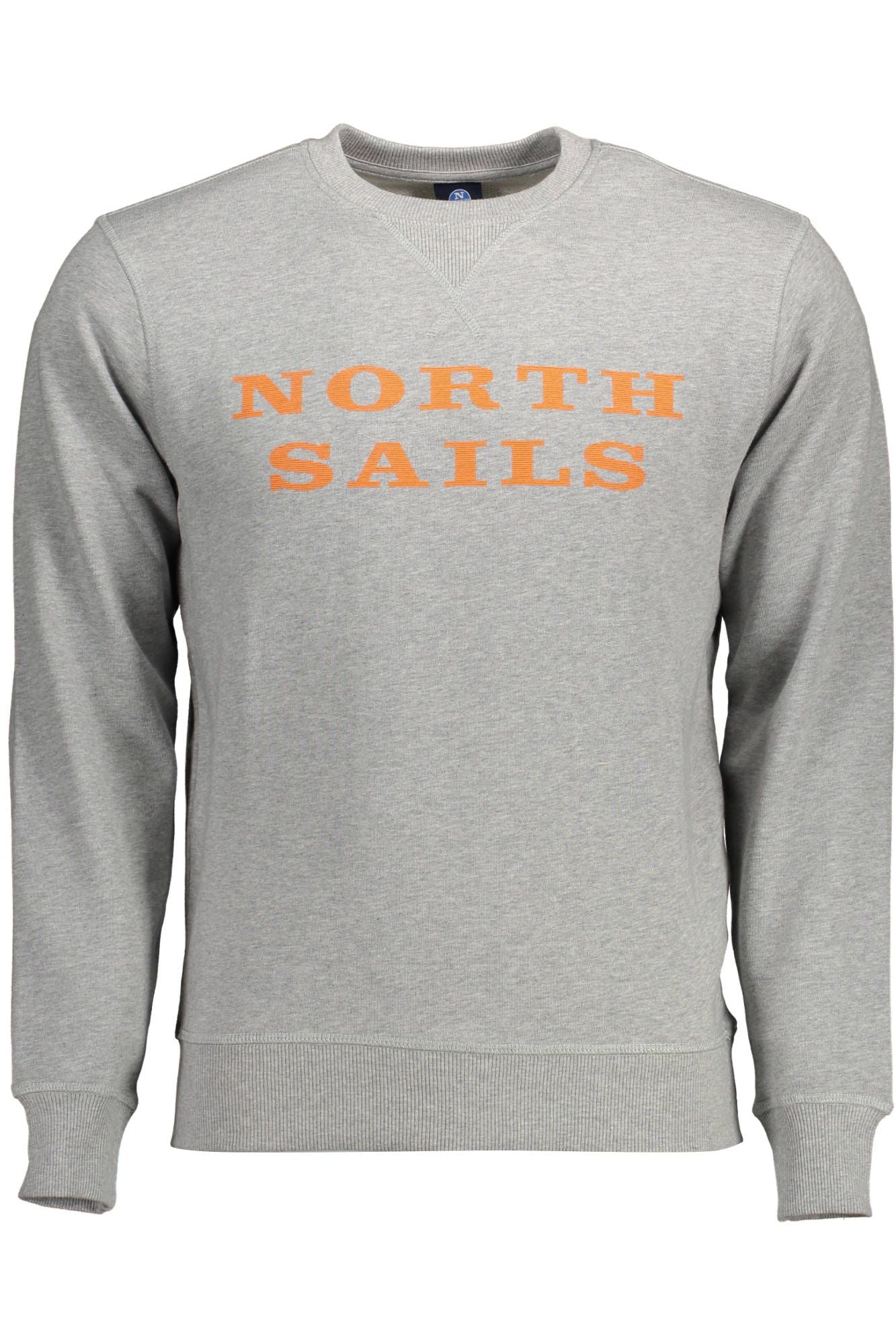 Gray Round Neck Sweatshirt with Logo Print