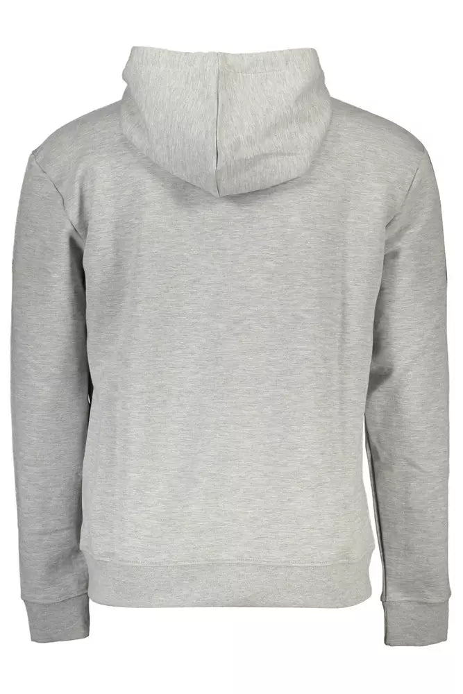 Sleek Gray Hooded Sweatshirt with Central Pocket