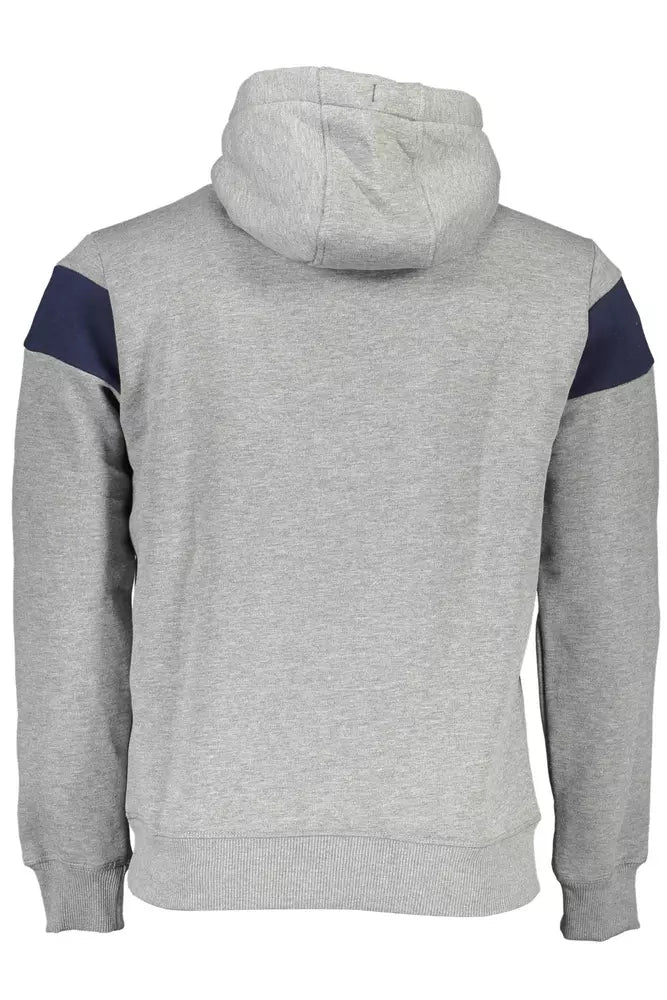 Chic Gray Hooded Sweatshirt with Contrasting Details