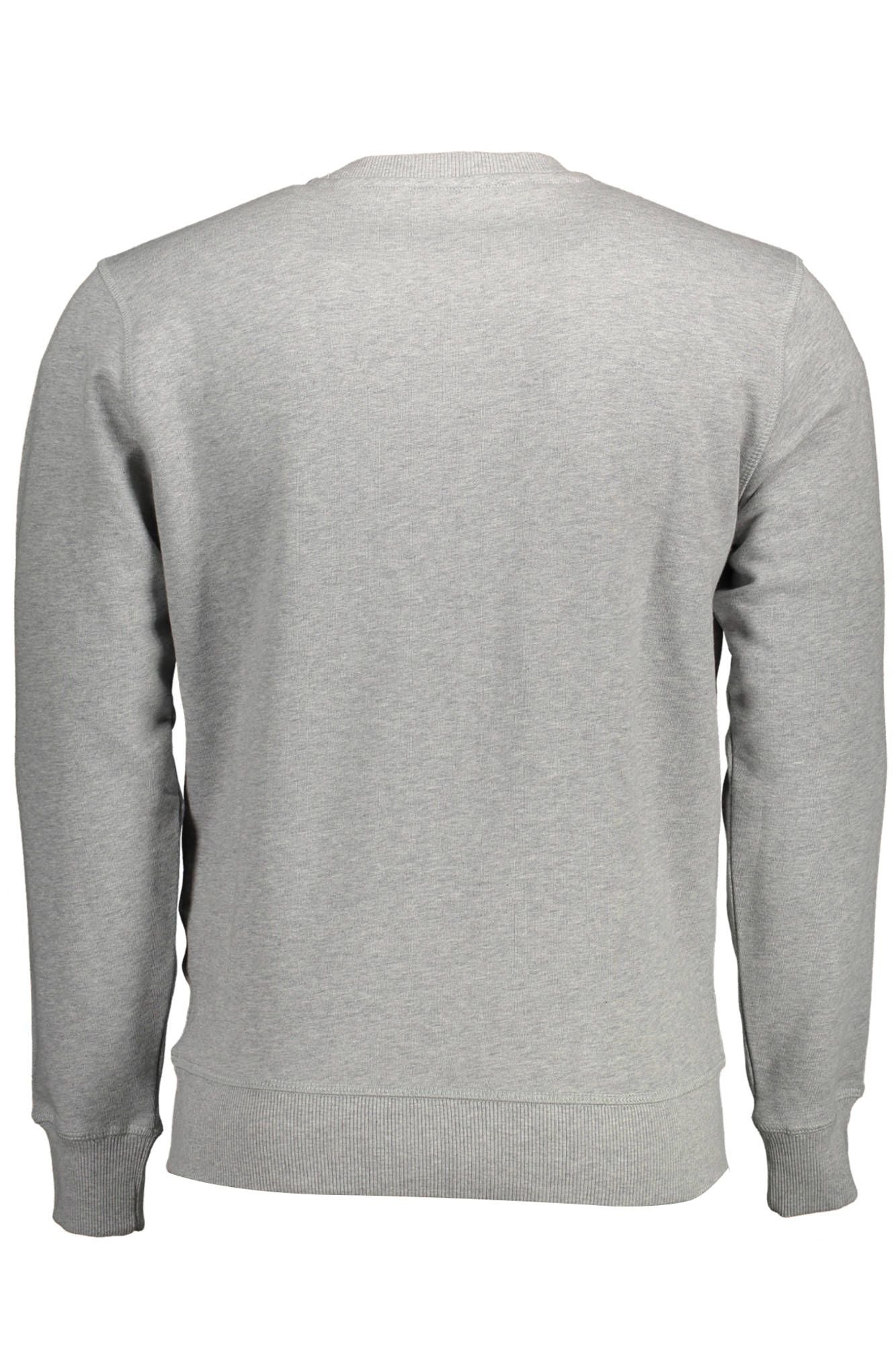 Gray Round Neck Sweatshirt with Logo Print