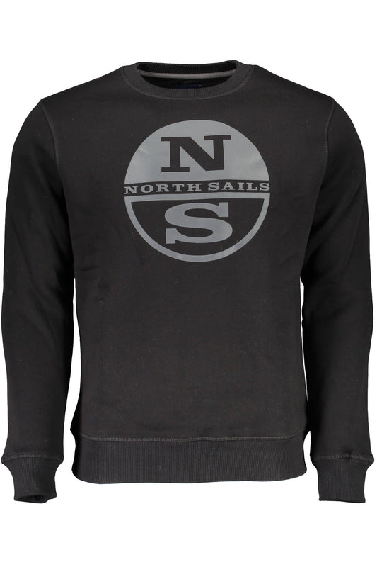 Sleek Black Cotton Sweatshirt with Logo