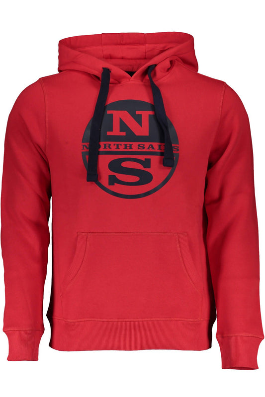 Vibrant Red Hooded Sweatshirt with Central Pocket