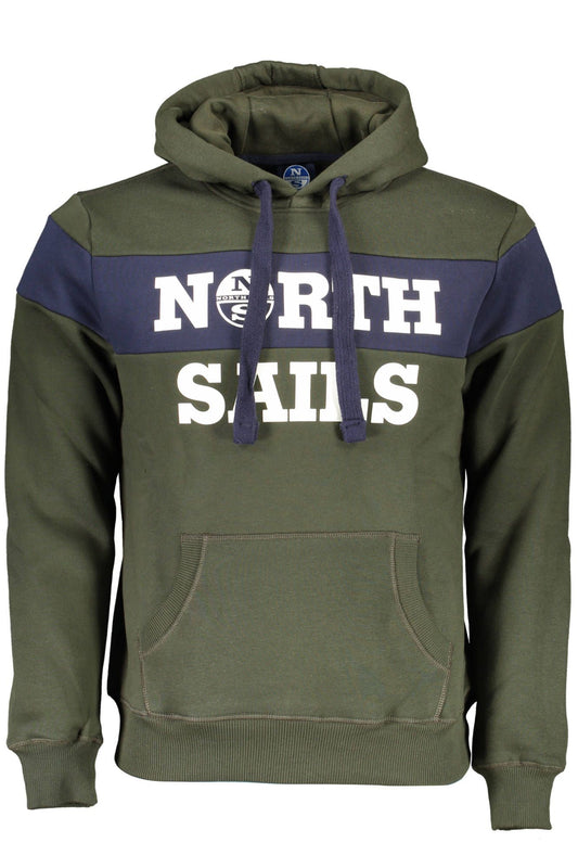 Green Hooded Sweatshirt with Contrasting Details