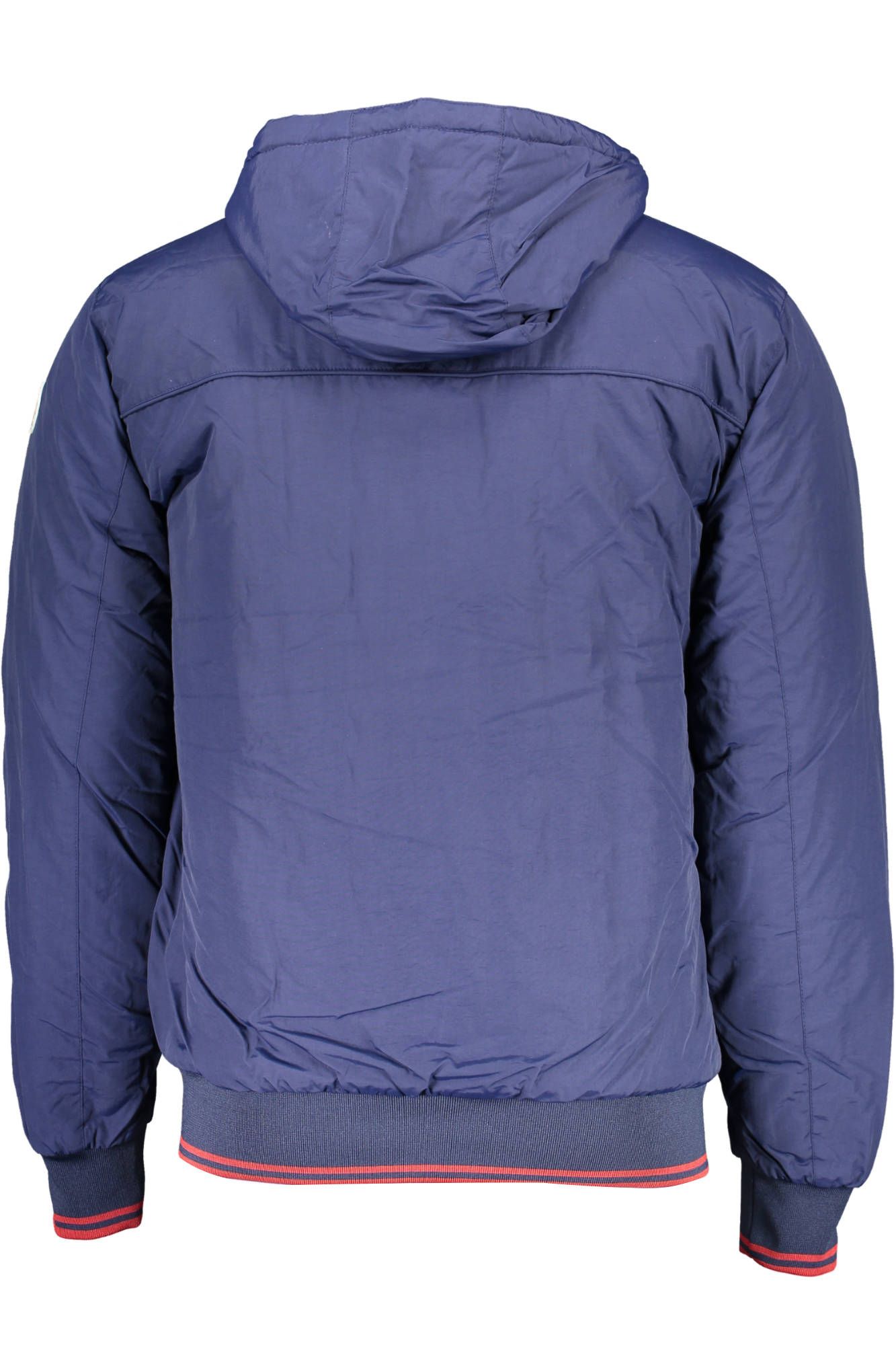 Elegant Blue Hooded Jacket with Contrasting Details