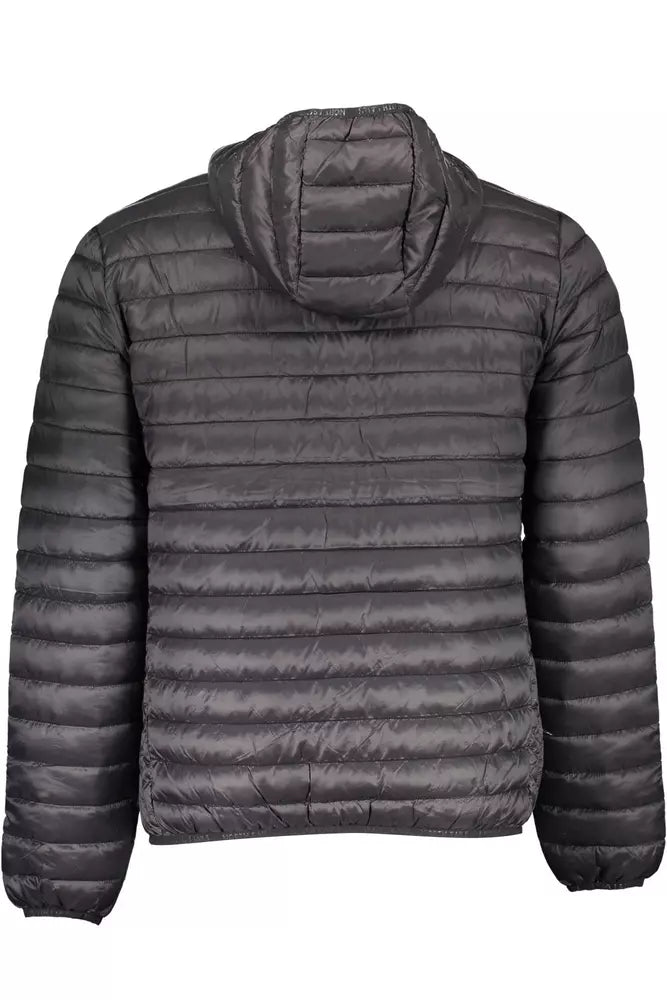 Sleek Black Hooded Polyamide Jacket