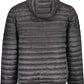 Sleek Black Hooded Jacket with Subtle Logo