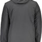 Sleek Black Polyester Hooded Jacket