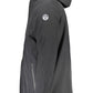 Sleek Black Polyester Hooded Jacket