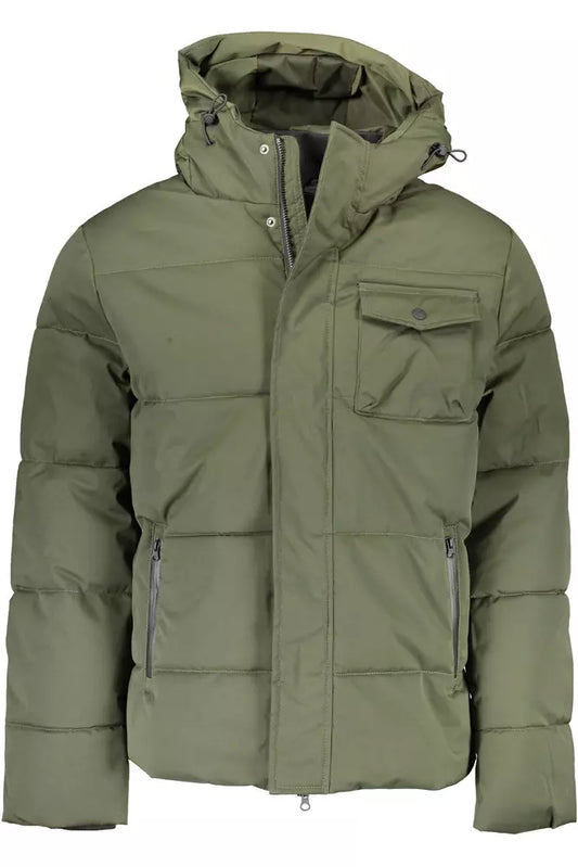 Elegant Green Hooded Men's Jacket