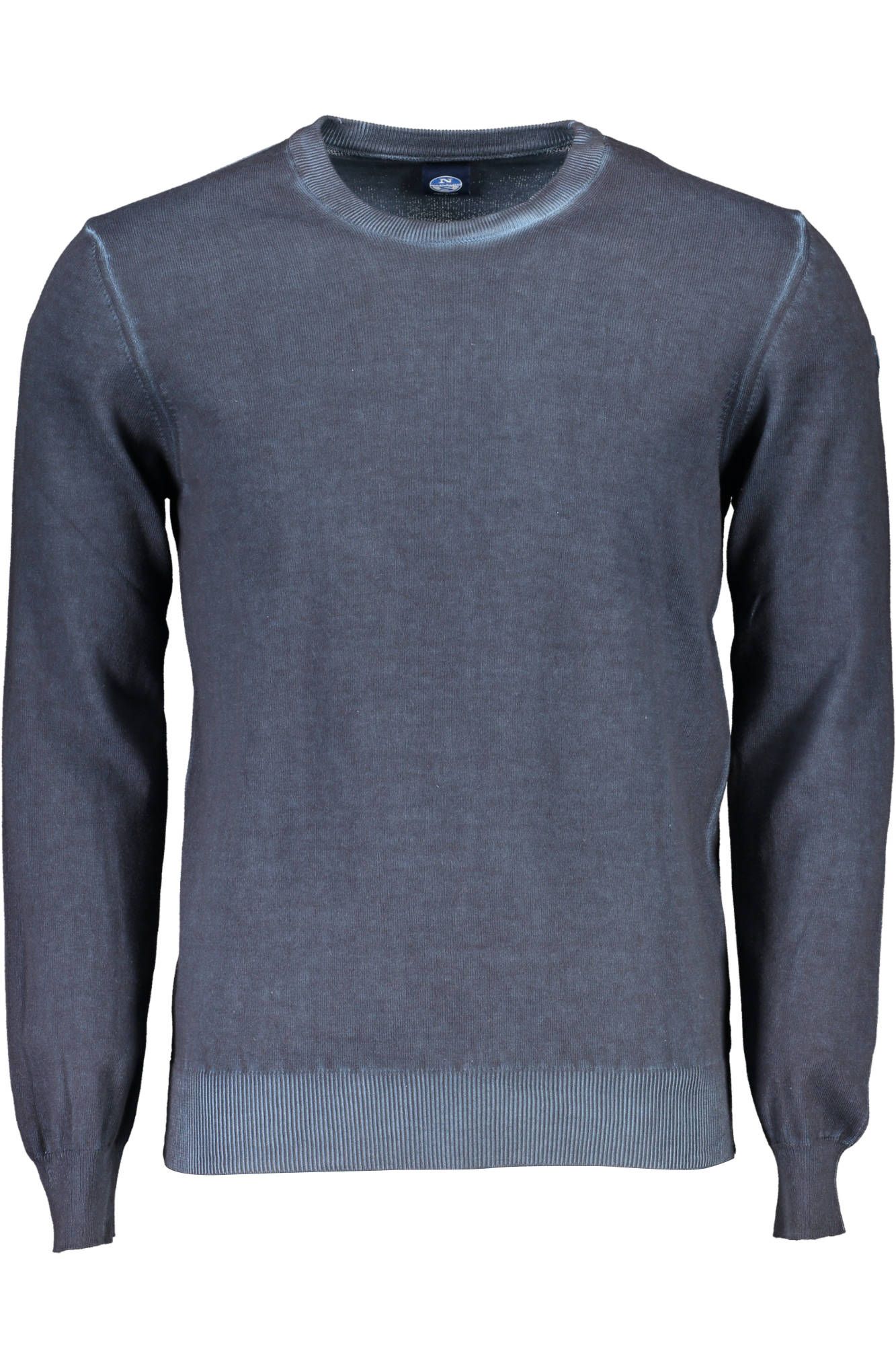 Elegant Blue Long-Sleeved Crew Neck Sweater