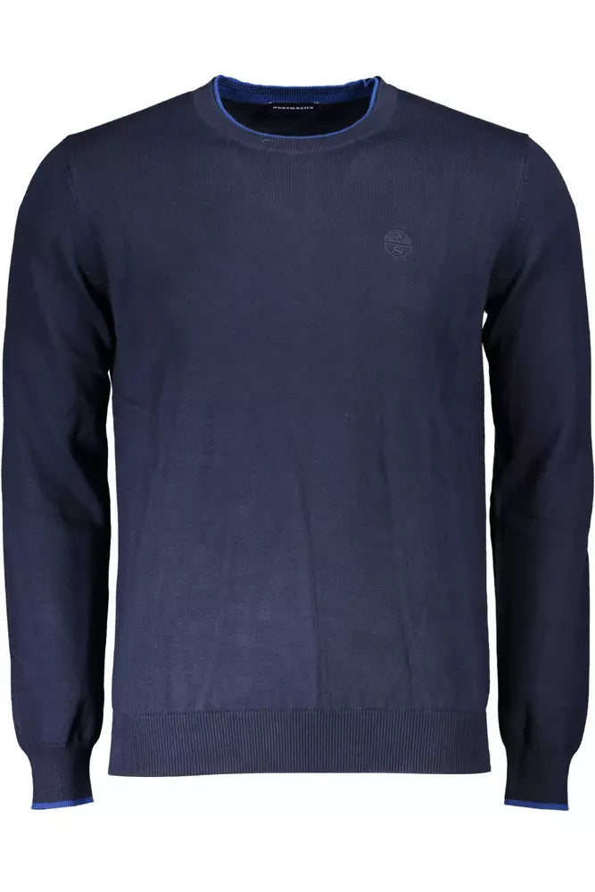 Chic Contrasting Crewneck Sweater in Blue