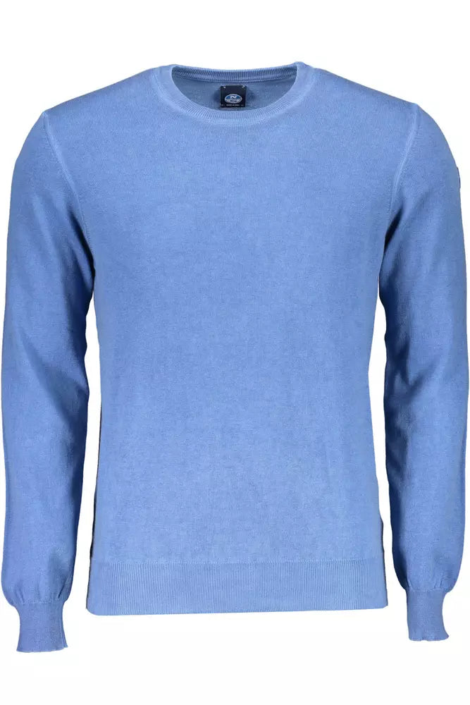 Elegant Blue Round Neck Shirt with Logo Detail