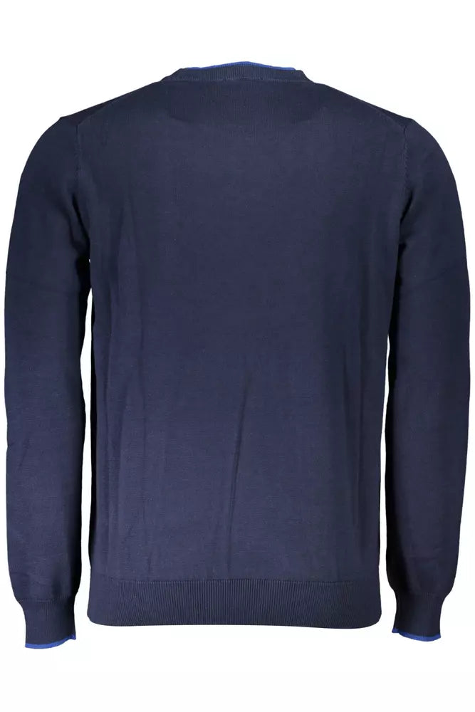 Chic Contrasting Crewneck Sweater in Blue