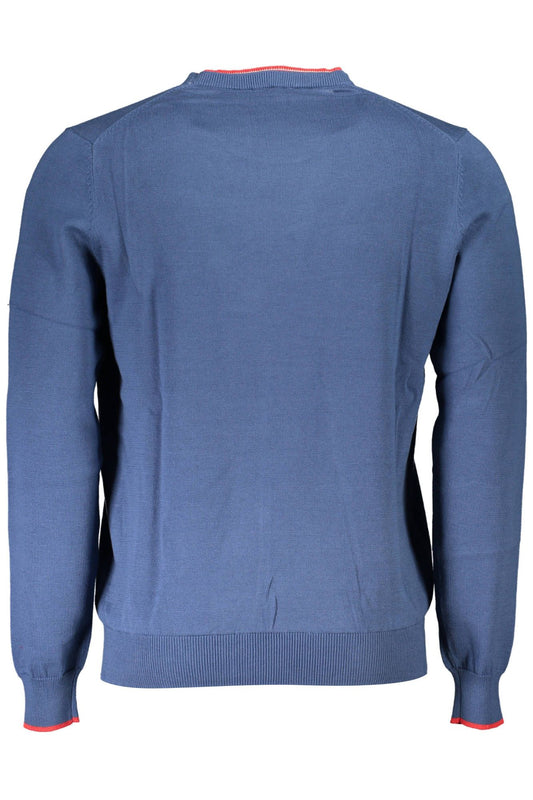 Chic Organic Blue Sweater with Contrasting Details