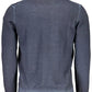 Blue Cotton Round Neck Shirt with Logo Detail