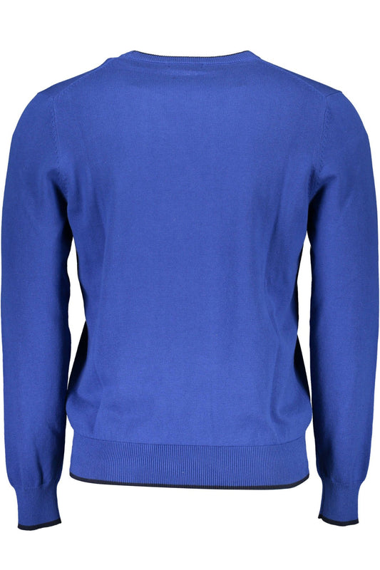 Crew-Neck Cotton Sweater with Contrast Details