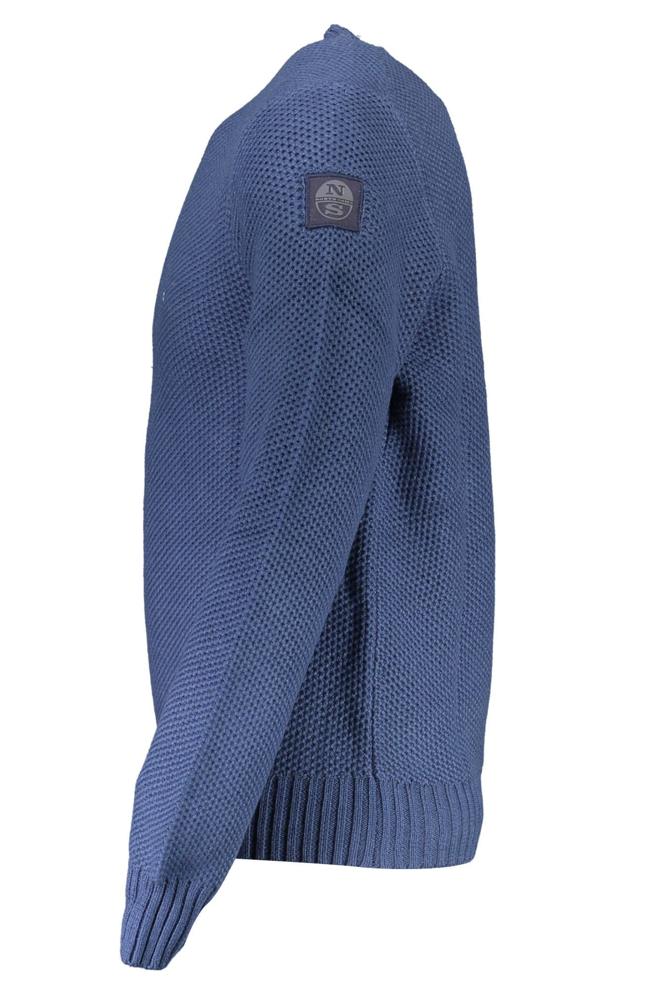 Chic Blue Round Neck Recycled Fiber Sweater