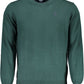 Emerald Cotton Crewneck Sweater with Logo Detail
