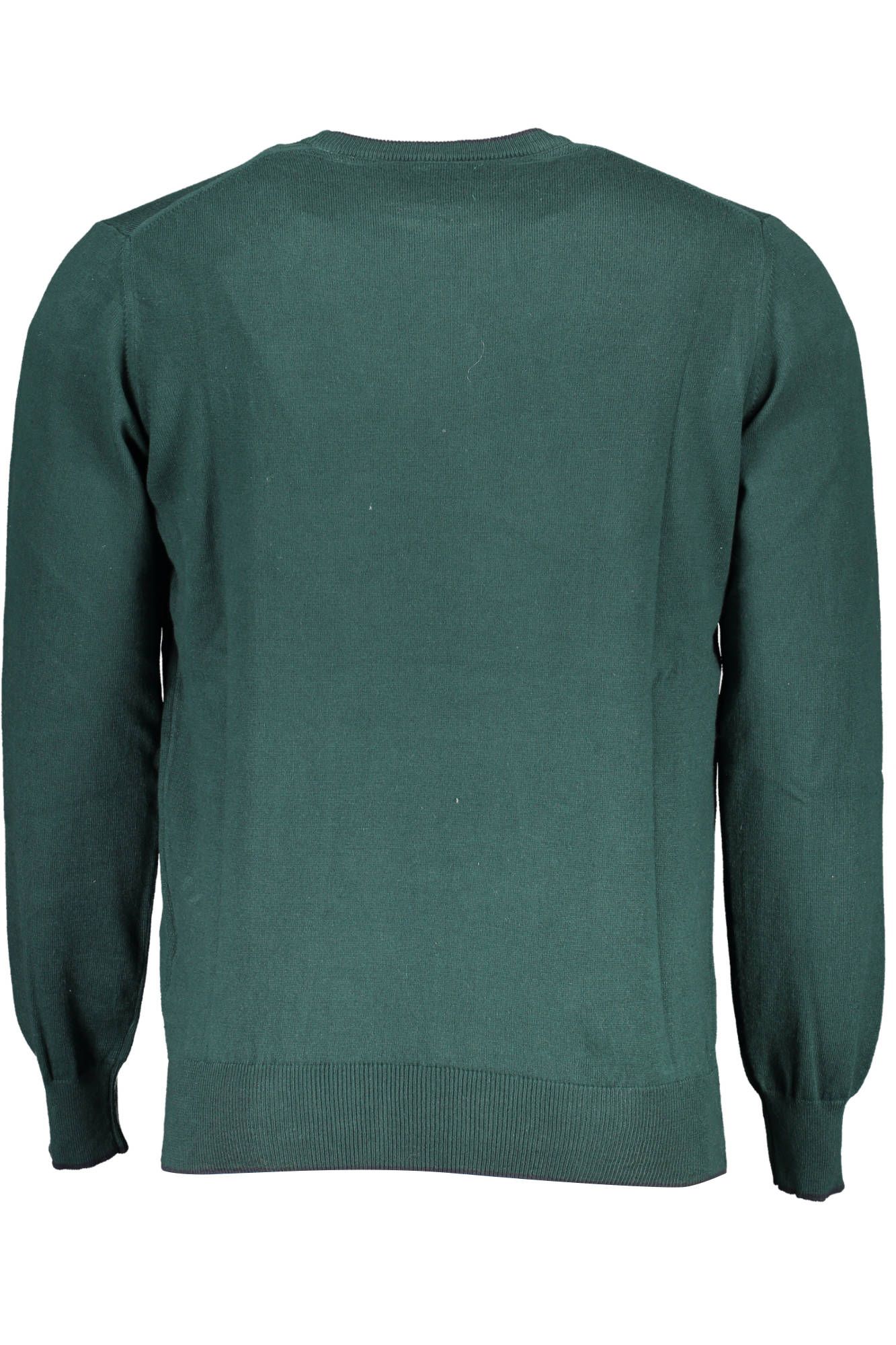 Emerald Cotton Crewneck Sweater with Logo Detail