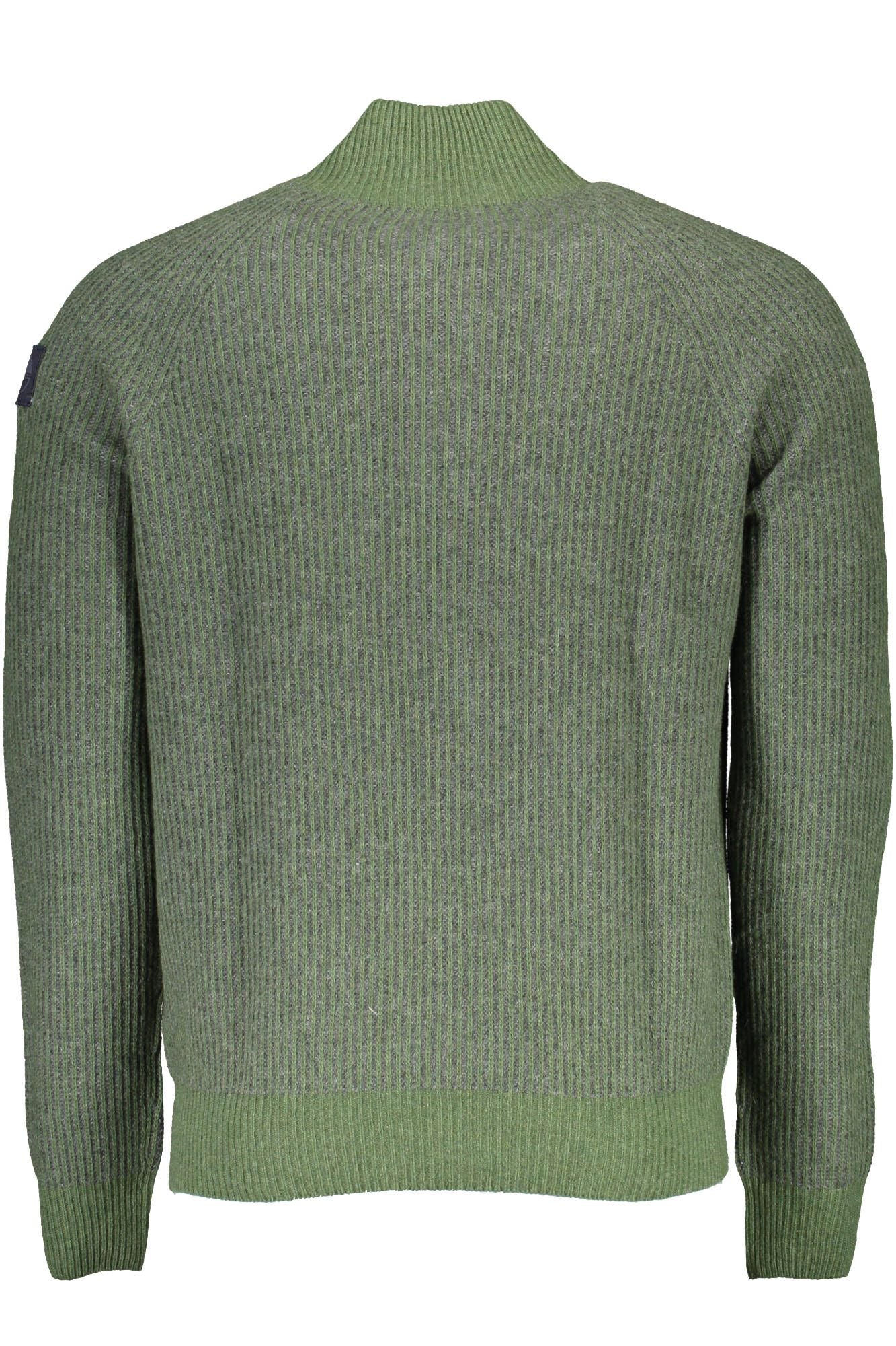 Green Wool-Blend Half-Zip Sweater