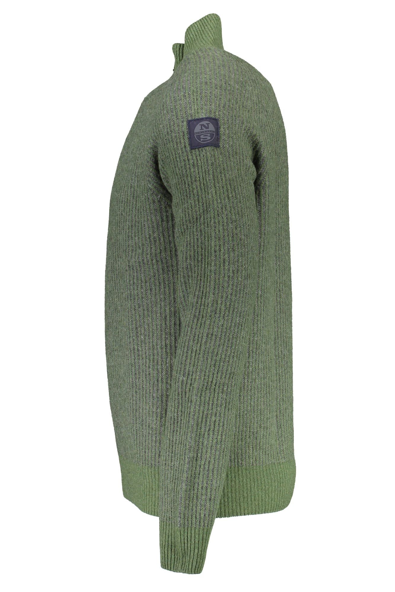 Green Wool-Blend Half-Zip Sweater