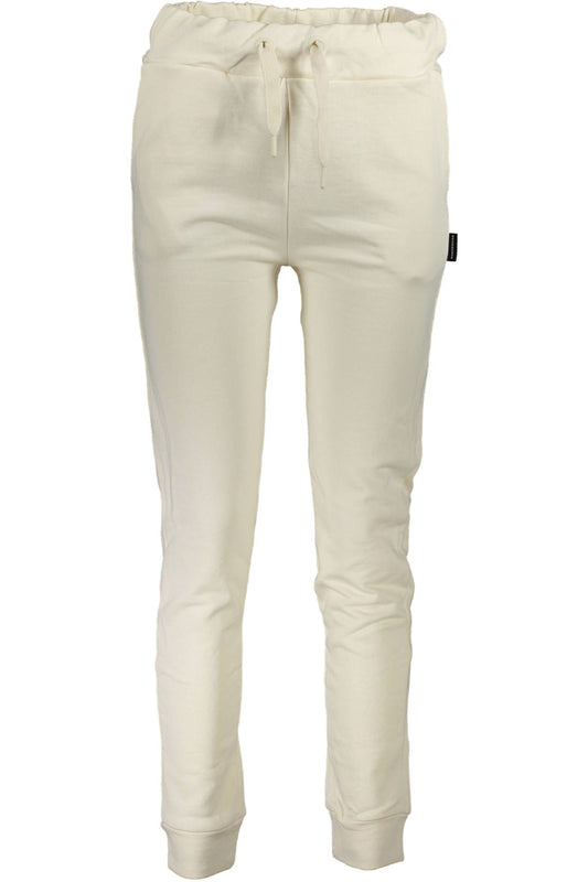 Elegant White Sporty Trousers with Ankle Cuffs