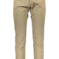 Beige Cotton Trousers with Logo Detail