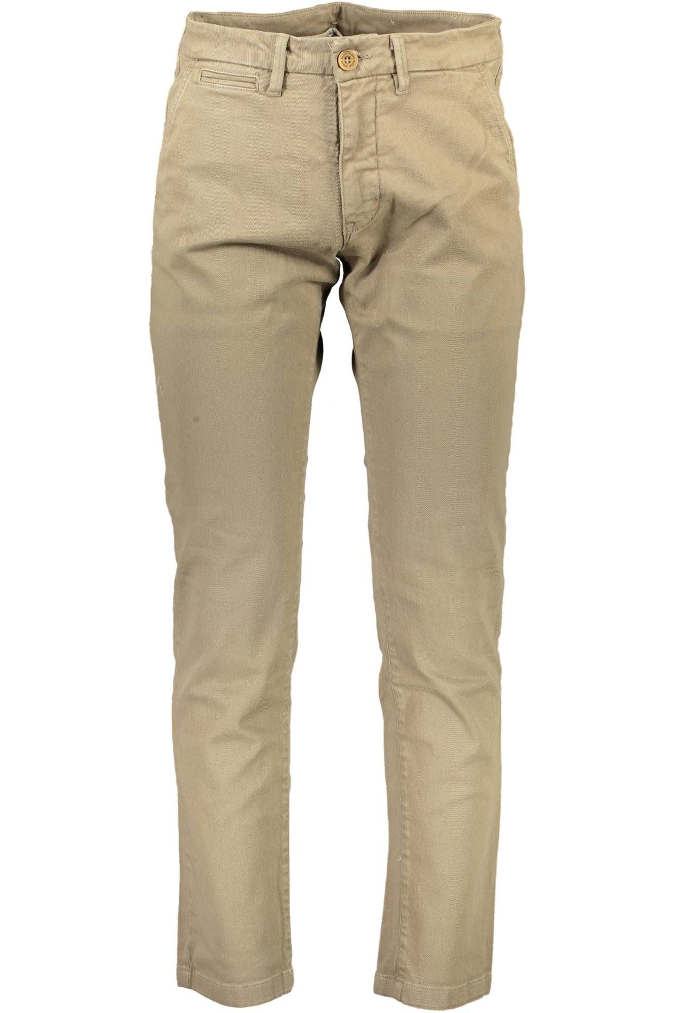 Beige Cotton Trousers with Logo Detail