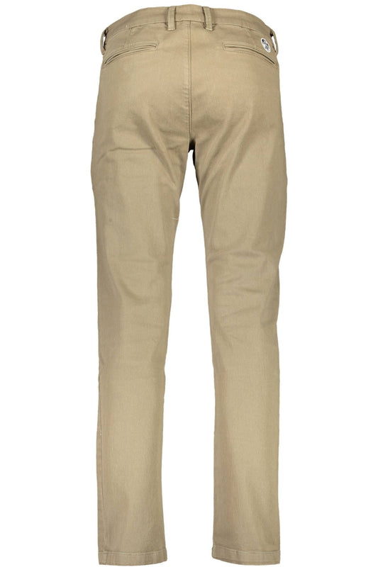 Beige Cotton Trousers with Logo Detail