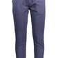 Chic Blue Cotton Sports Trousers with Lace Waist