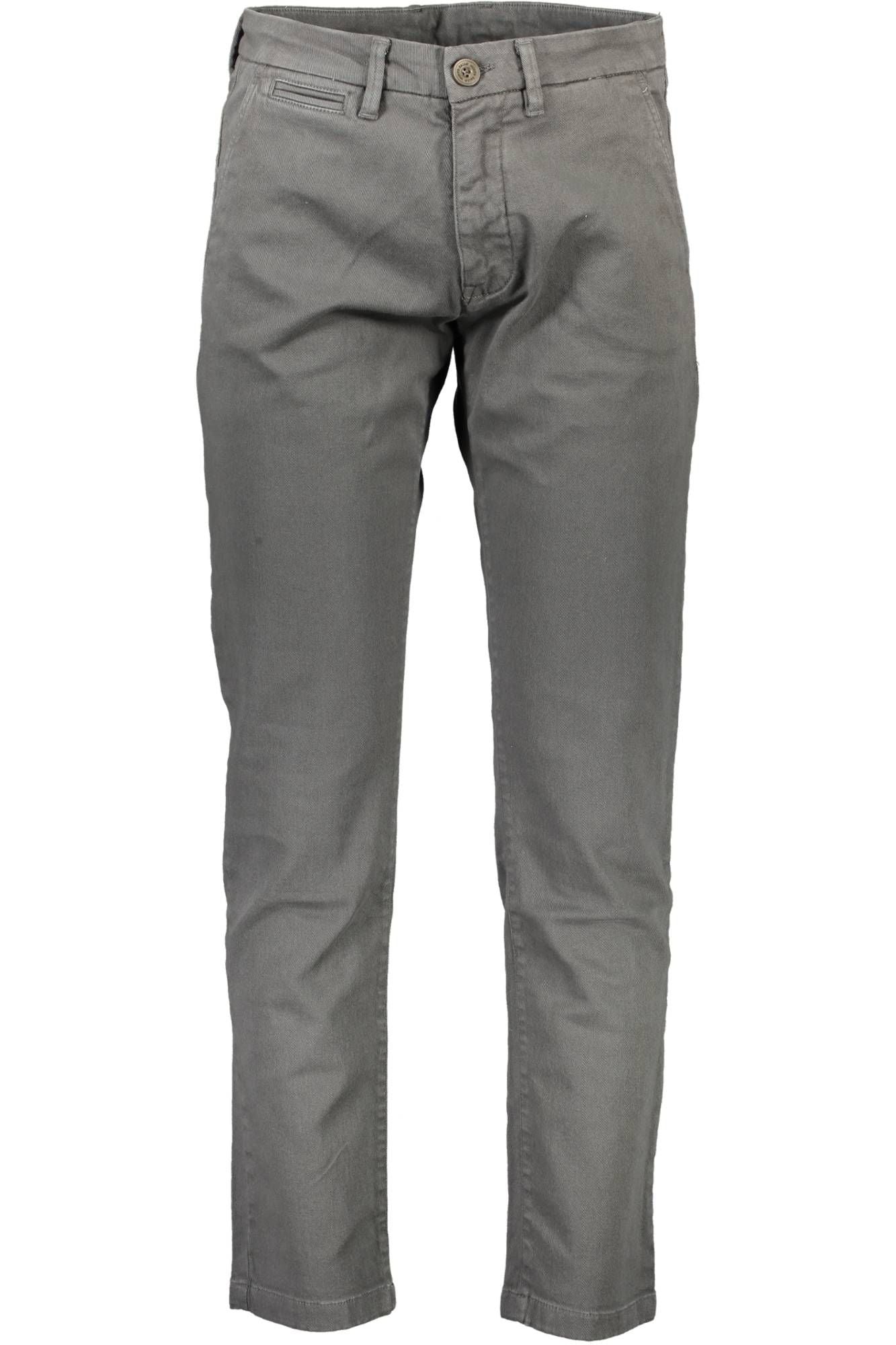 Sleek Gray Cotton-Blend Trousers