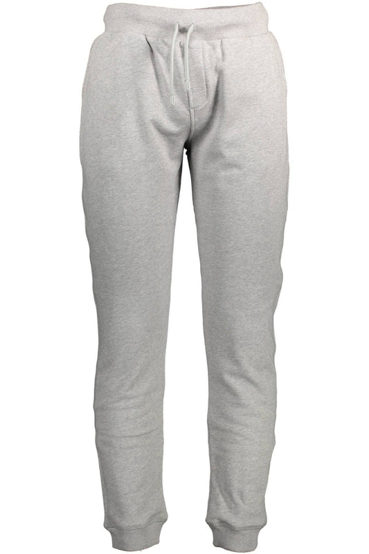 Chic Gray Cotton Sport Trousers with Logo Detail