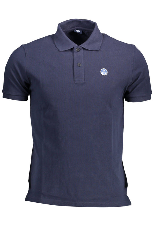 Blue Cotton Polo with Logo Accent
