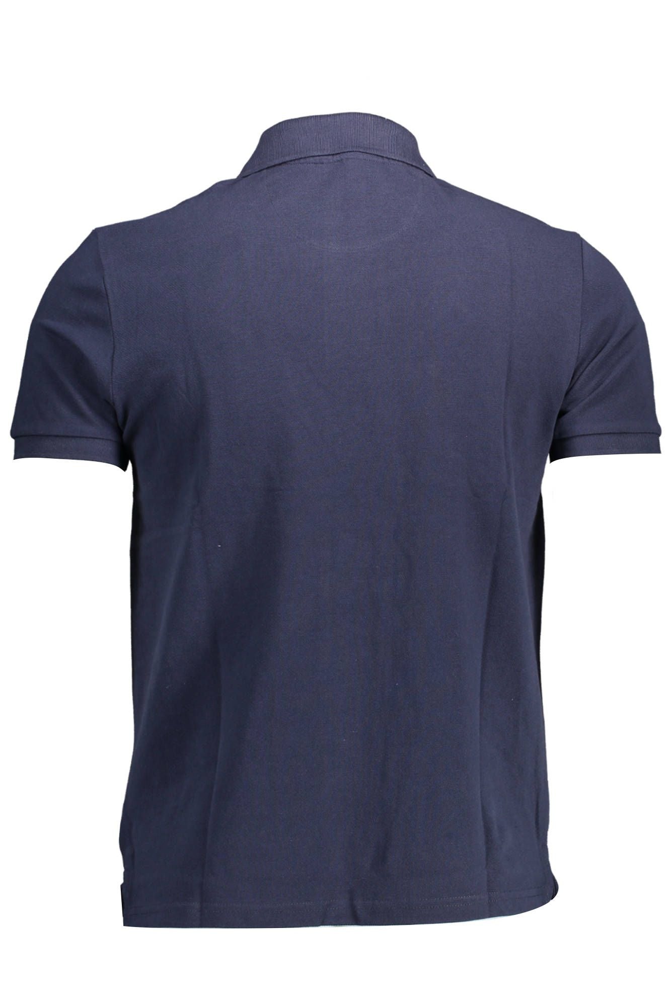 Blue Cotton Polo with Logo Accent
