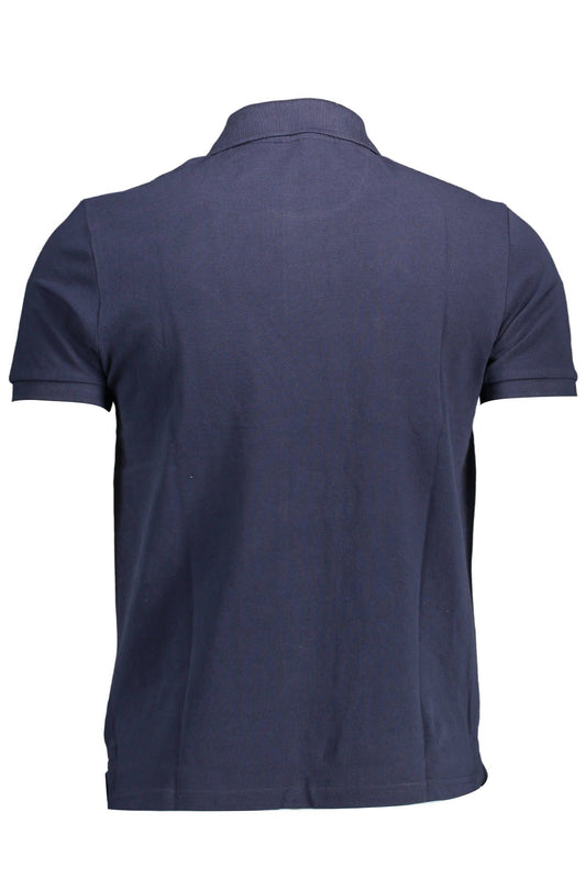 Blue Cotton Polo with Logo Accent