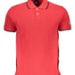 Chic Red Contrast-Detail Polo Shirt