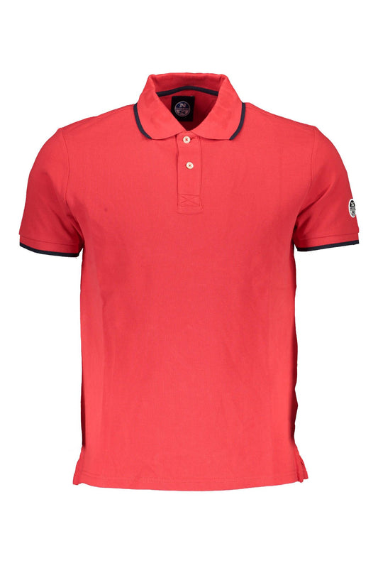 Chic Red Contrast-Detail Polo Shirt
