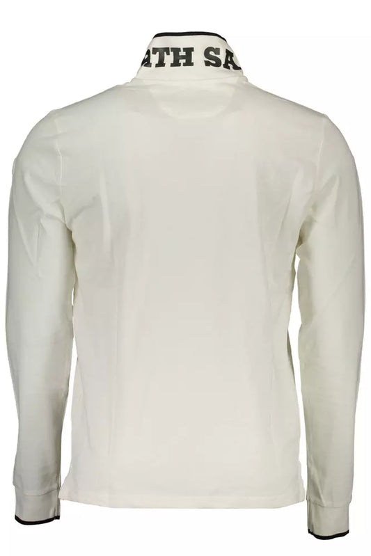 Elegant White Cotton Polo with Contrast Detail