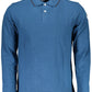 Elegant Long-Sleeved Blue Polo with Contrast Detail