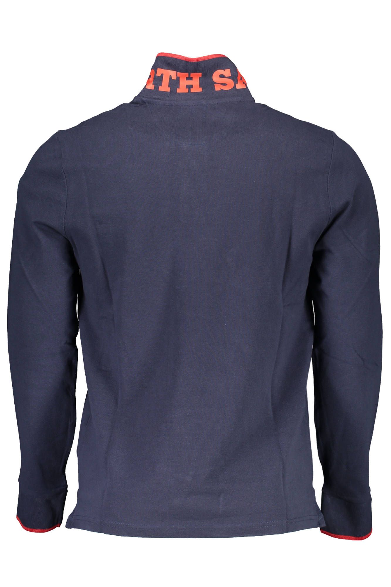 Elegant Long-Sleeved Blue Polo with Contrast Details