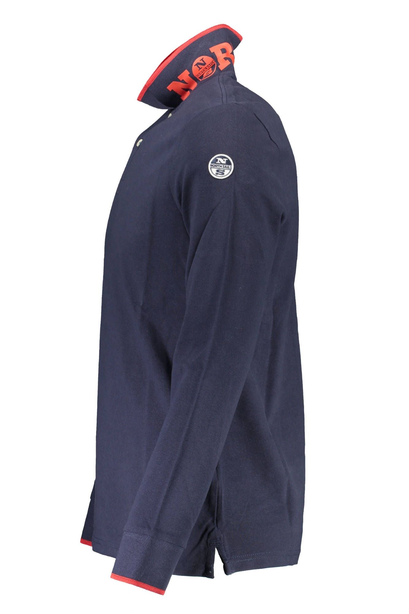 Elegant Long-Sleeved Blue Polo with Contrast Details